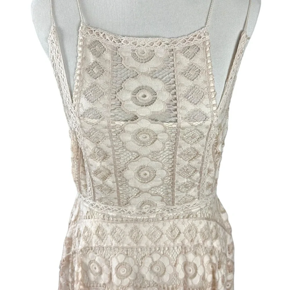 Free People Ethereal Fairy Lace Apron Handkerchief Dress Ivory Nude Bohemian 4